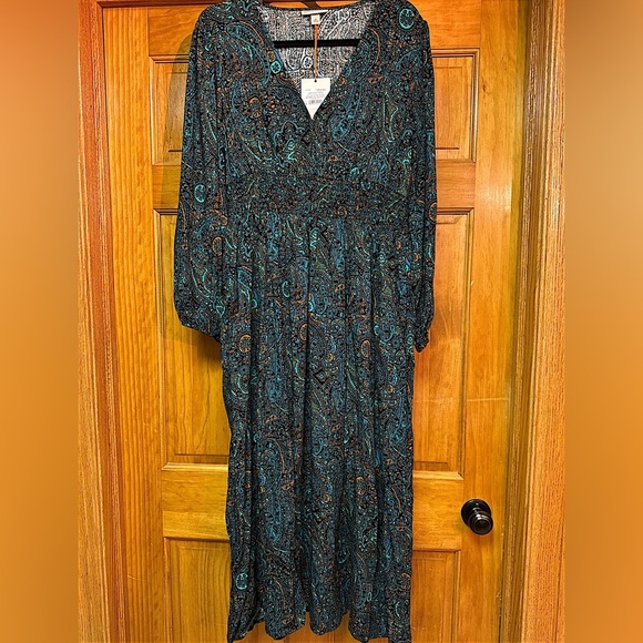 NWT ~ KNOX ROSE DRESS ~ teal / green color with blue & orange  ~ SIZE ME… - Picture 1 of 9